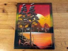 Wandbild Spray-Art Landschaft Sonnenuntergang gebraucht