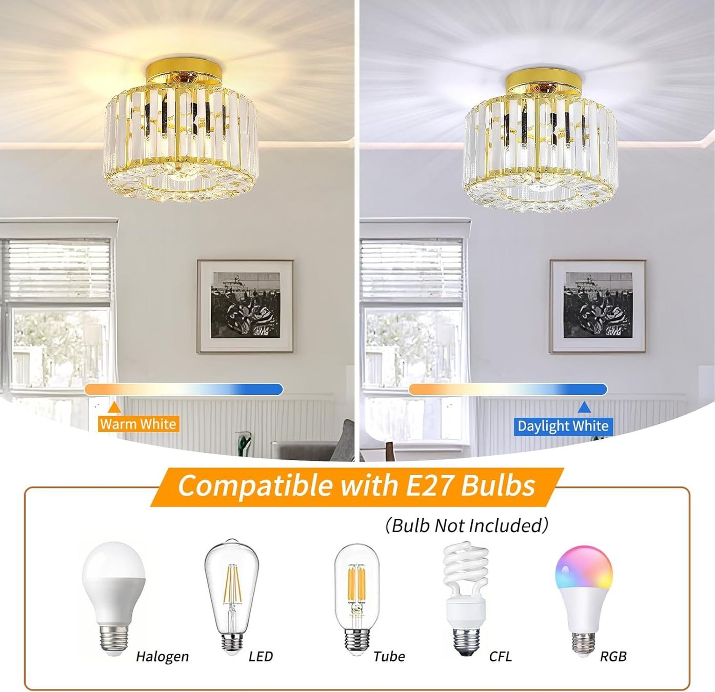 Lampadari & plafoniere: Deckenlampe Deckenleuchte Kristall Golden Wohnzimmerlampe – Nuovo e nell'imballaggio originale da Wittenbach venduto da VELARO 8