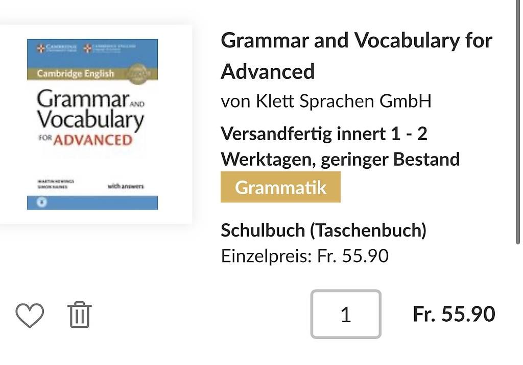 Libri: Grammar and Vocabulary for Advanced – Usato da Oberglatt ZH venduto da dar_9vlg 2