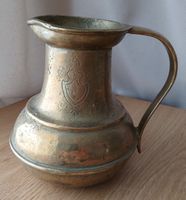 Antike Messingkanne, Krug mit Wappen - Vintage Deko! 2,3 kg!