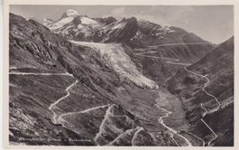 Rhonegletscher mit Grimsel- und Furkastrasse. 1929