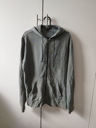 Grau / Grüner Herren Kapuzenpullover Gr. M