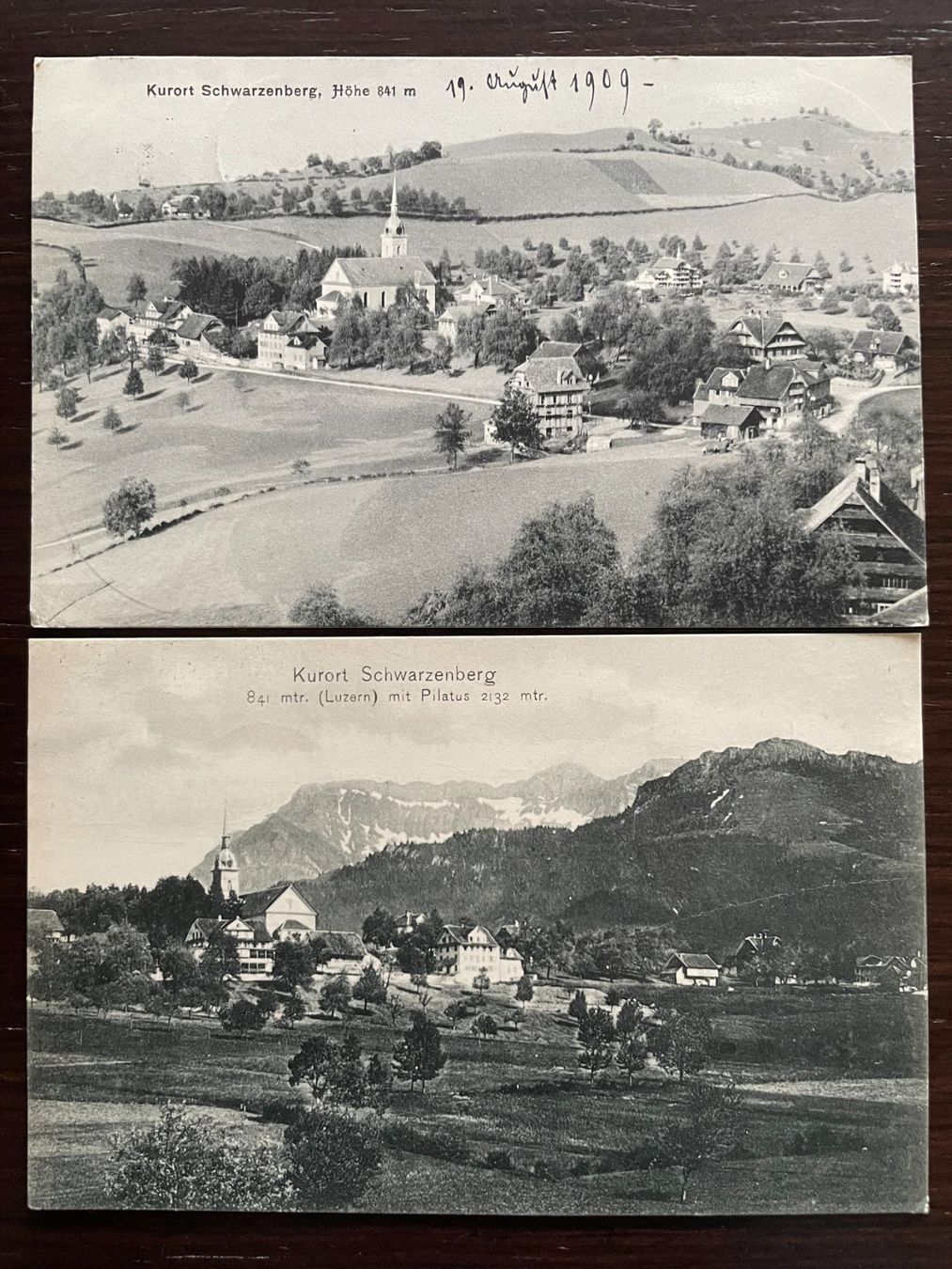 Ansichtskarten: SCHWARZENBERG LU Kurort, 5 Ansichtskarten 1906 - 1909 – Gebraucht aus Wald ZH von TLILEF 1