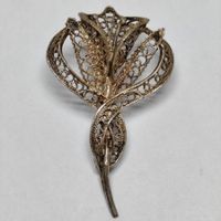Silver silver Vintage Brosche Tulpe Blume - Antiker