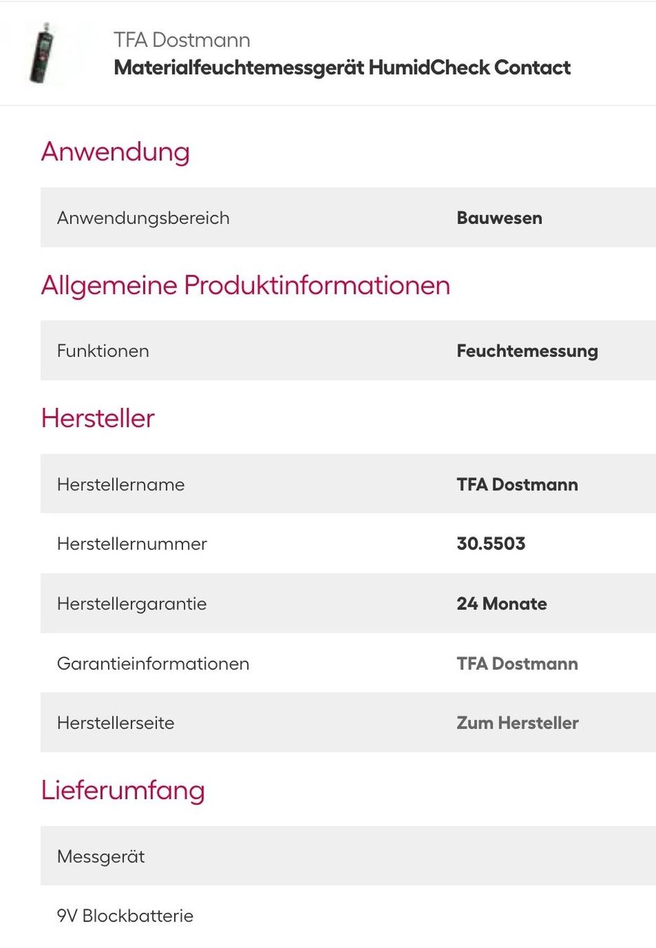 Misurare: TFA Dostmann Materialfeuchtemessgerät mit OVP / Beschreibung – Nuovo (secondo la descrizione) da Scherz venduto da Neogeo5000 6
