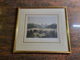 Einsiedeln Aquatinta Altkollorit von Winterlin um 1850