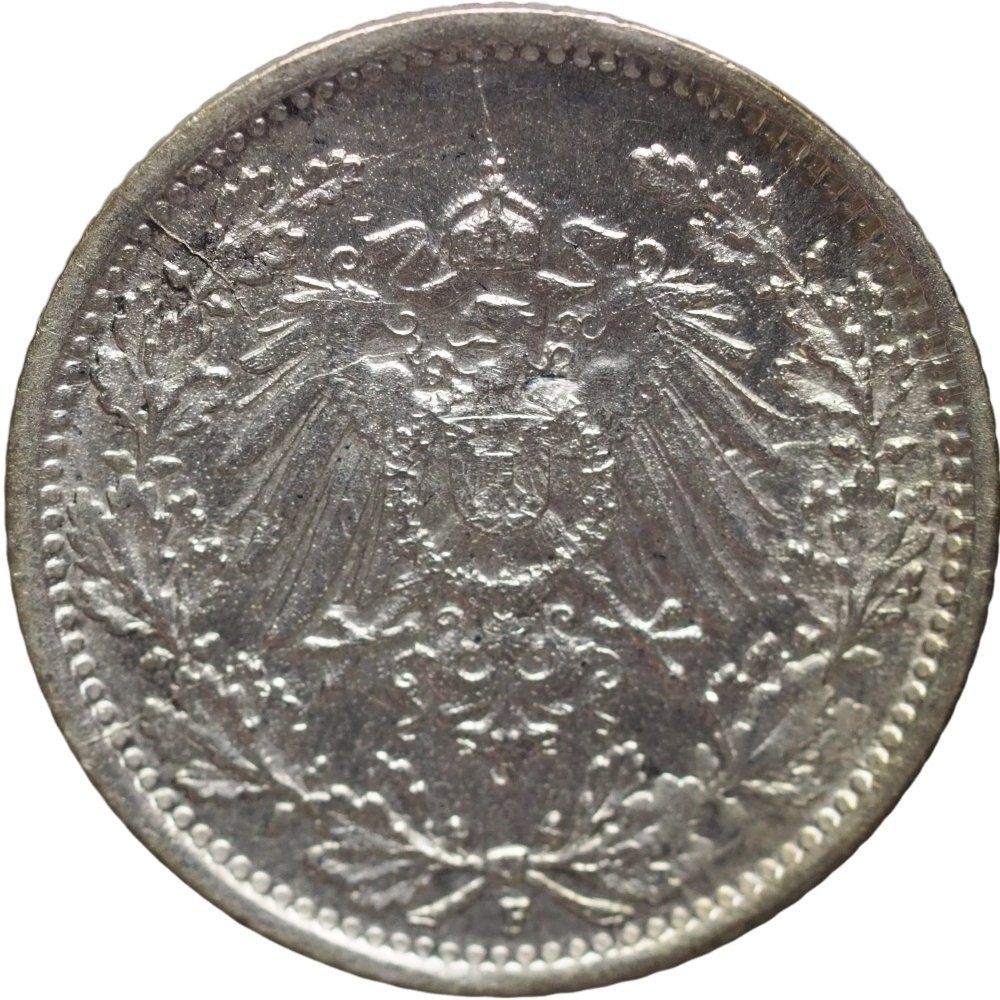 Tutti le monete: Deutschen Reich  1/2 Silber Mark 1918 F – Usato da Liestal venduto da fibonaccis 1
