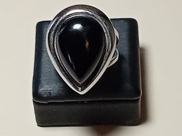 ring edelsthal mit onyx,,,316L,,,,nickelfrei