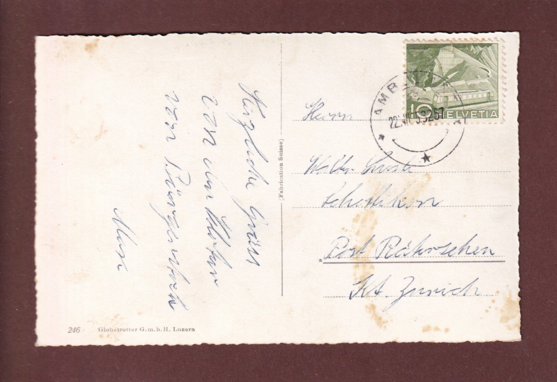 Cartoline postali: BÜRGENSTOCK-BAHN - 1953 – Usato da Pully venduto da nicecards 1