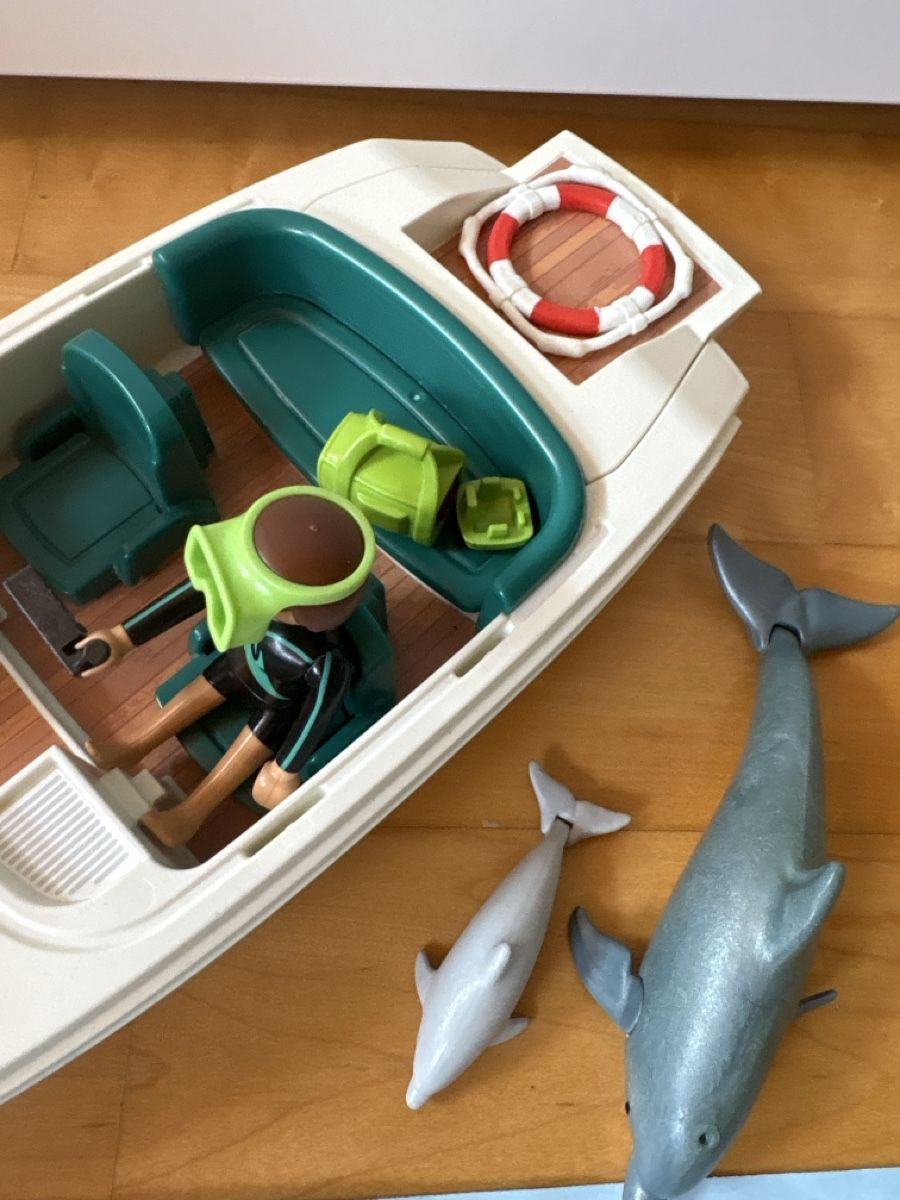 Playmobil Spielzeuge: Playmobil Speedboot mit Taucher und Delfinen – Gebraucht aus Nottwil von wasserlufterde 1