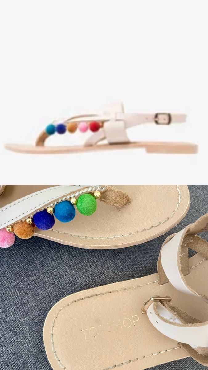 Topshop Scarpe da donna: Topshop Sandale Echtleder mit bunten Pompons, Gr. 37 – Usato da Zürich venduto da Carlajimena 5