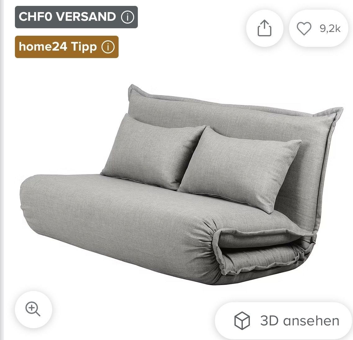 Sofas: Schlafsofa Jake – Hellgrau – Gebraucht aus Dübendorf von bol_wv95 1