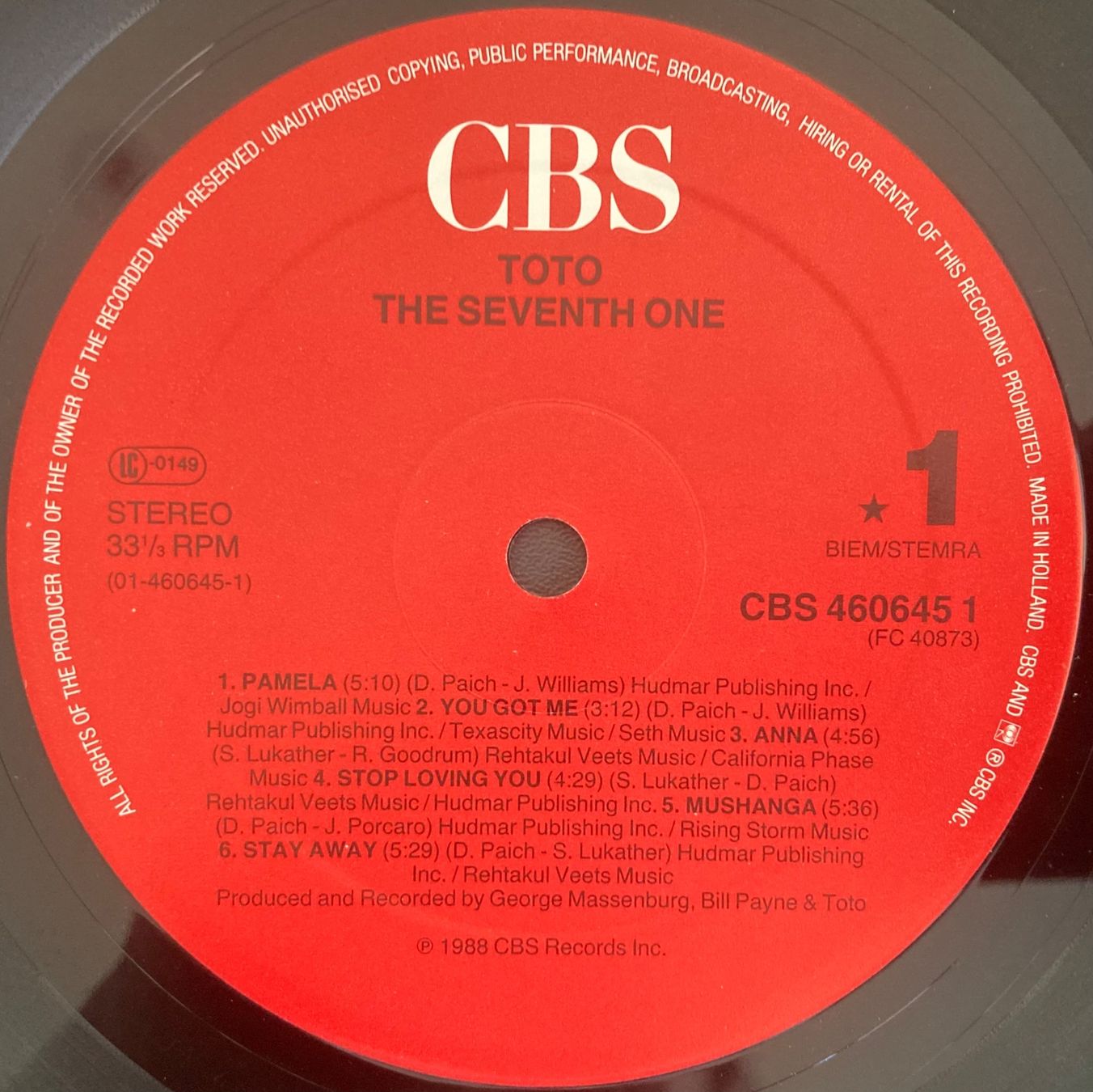 Vinyles: TOTO - THE SEVENTH ONE – D'occasion à Poliez-Pittet par Newtown-Records 3