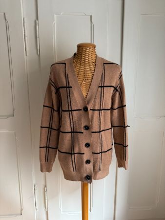BODY FLIRT - Cardigan Jacke hellbraun kariert 36/38