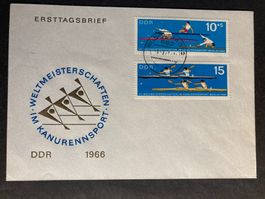 DDR 1966 Satzbrief Weltmeisterschaft Kanu entwertet 1971
