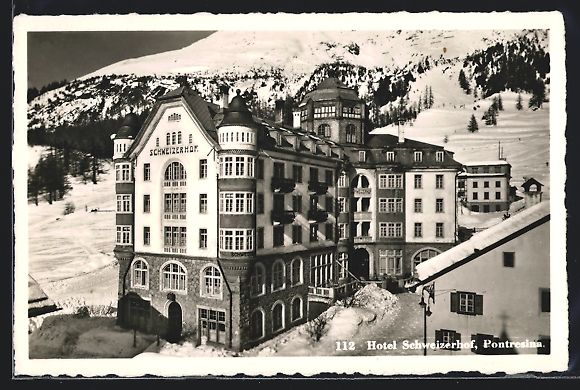 Cartoline postali: Pontresina, Hotel Schweizerhof im Winter – Usato da Berlin venduto da bartko-reher