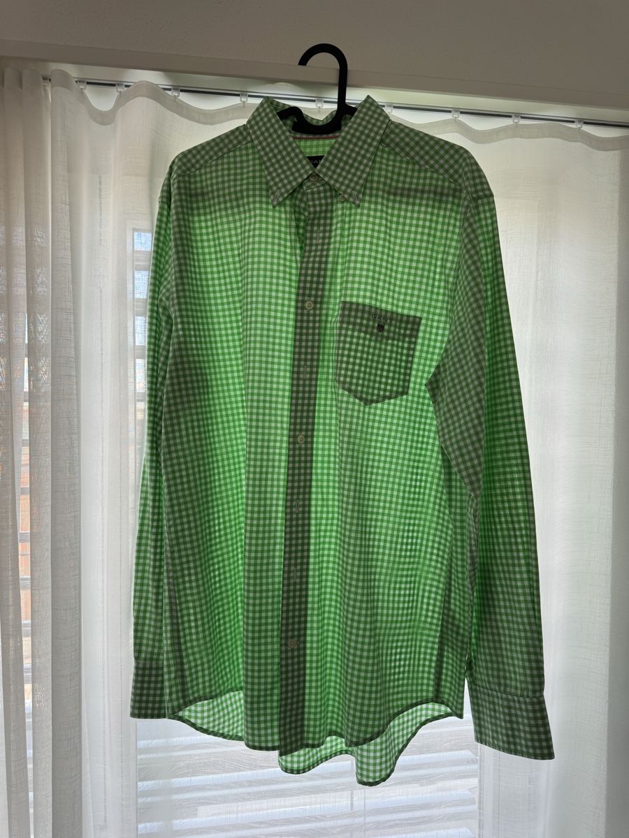 Gant Hemden: GANT Regular Fit Shirt - Green Gingham Check, Size L – Neu (gemäss Beschreibung) aus Baar von robin.rs