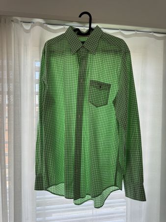 GANT Regular Fit Shirt - Green Gingham Check, Size L