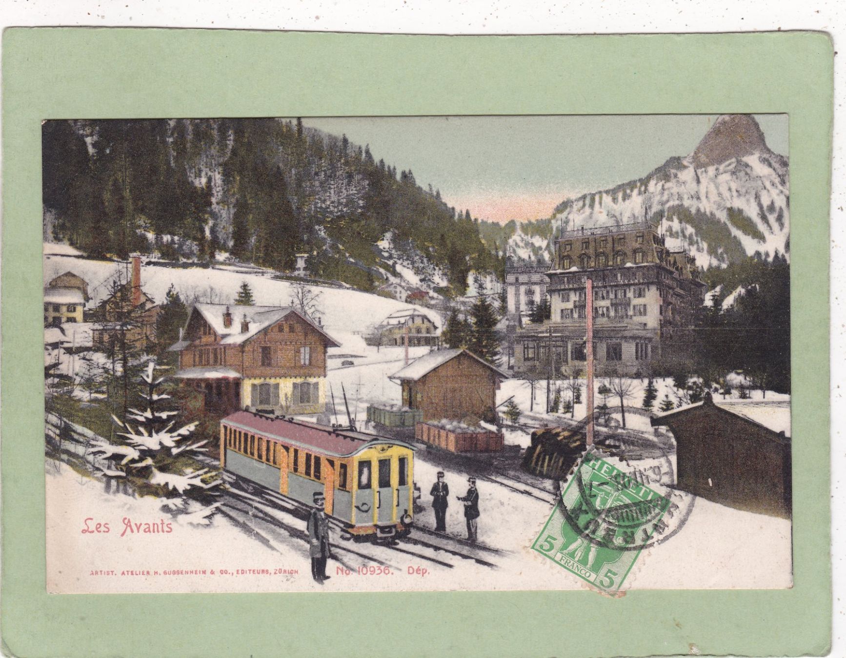Cartoline postali: Les Avants Bahn 1908 – Usato da Herisau venduto da Lisegrat2008