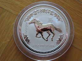 Lunar I Münze Pferd 2002 / 2 Unzen Silber Australien