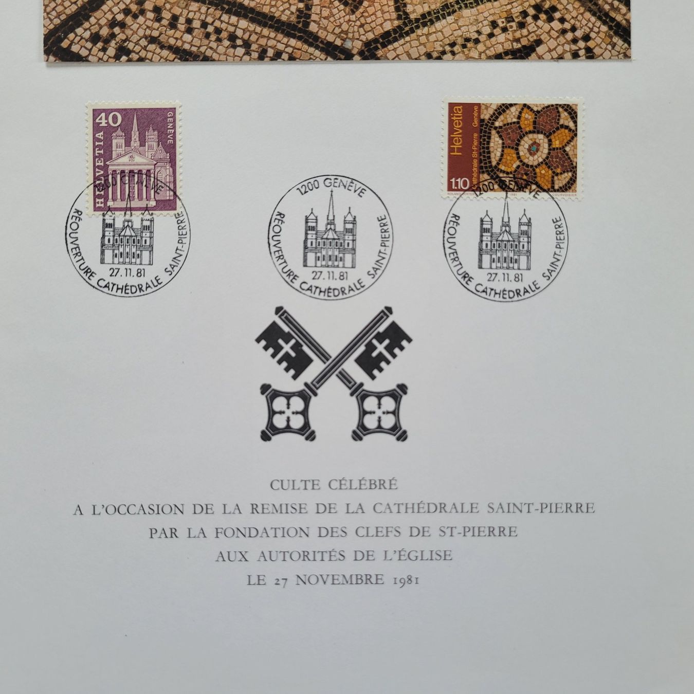 Tutti i francobolli: Document Genève Réouverture Cathédrale Saint-Pierre 1981 – Usato da Biel/Bienne venduto da Destockweb 2