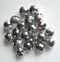 Glasschliffperlen Silber 10x7,5 mm