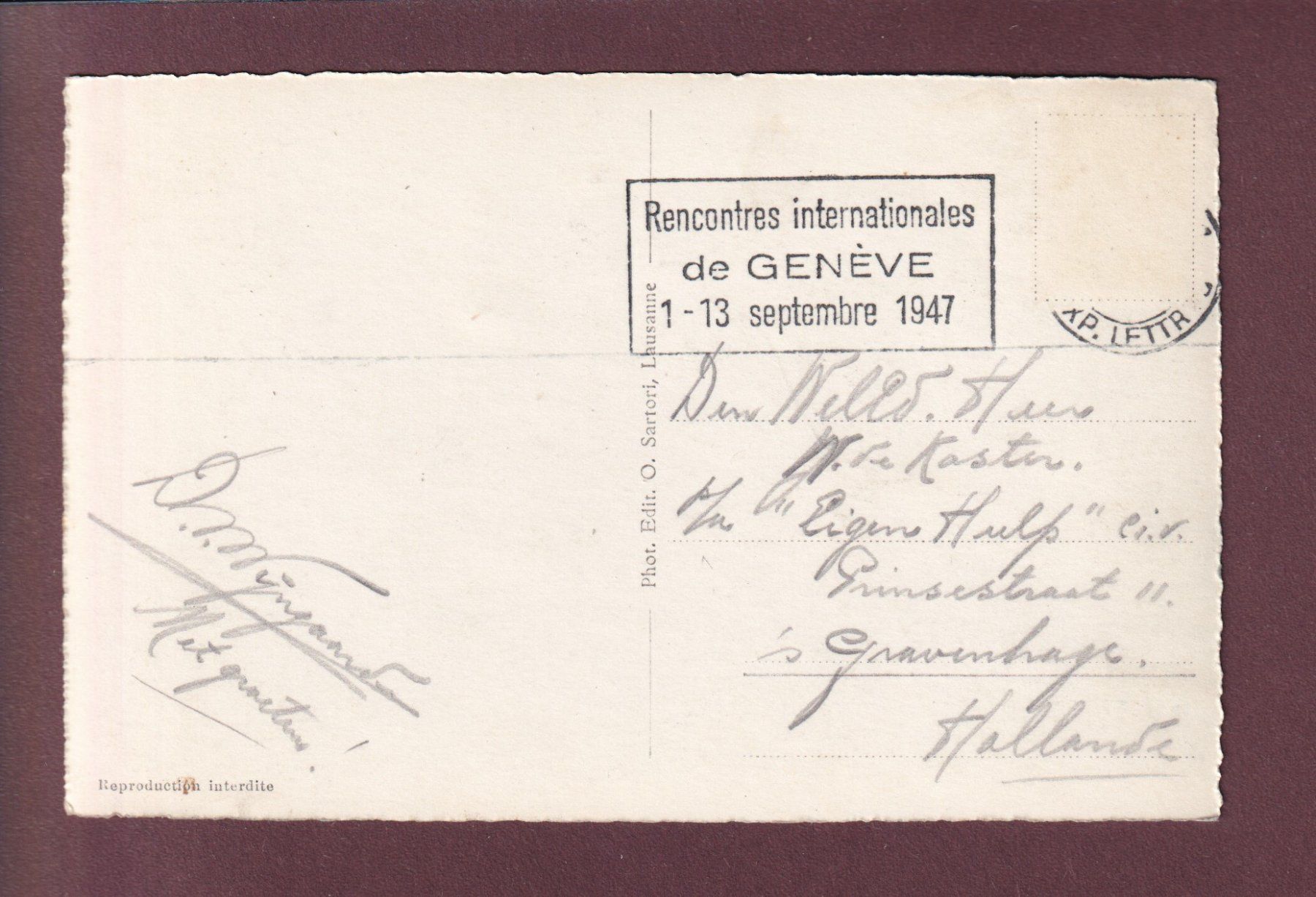 Cartoline postali: GENEVE - Bourg de Four - 1947 – Usato da Pully venduto da nicecards 1