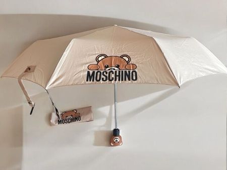 Moschino Regenschirm – Beige, Kompakt & Mit Teddy-Griff