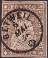 22D (22B3) mit Stempel OETWEIL (Fingerhut): 6.MAI.1858