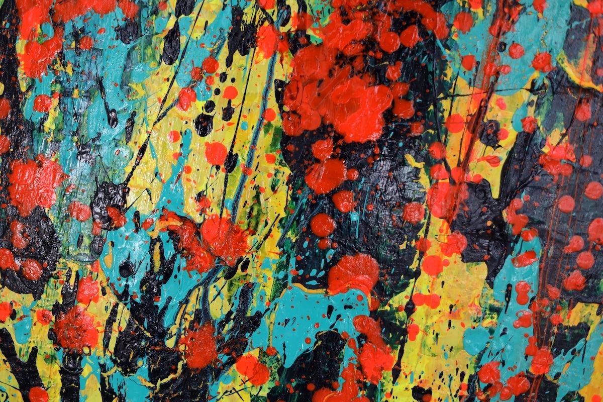 Tableaux: Abstraktes Acrylbild Dynamik Farbe Action 120x160 cm – Neuf avec emballage d'origine à  par  4