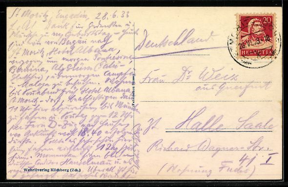 Cartoline postali: St. Moritz /Engadin, Seepanorama mit Ber – Usato da Berlin venduto da bartko-reher 1