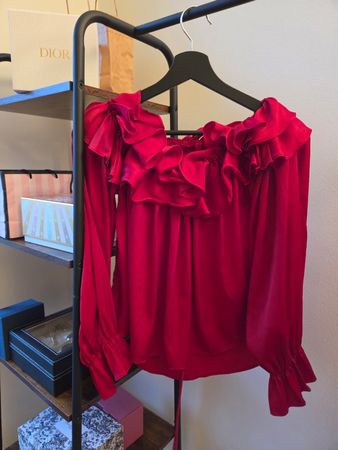 ❤️ Anna Field Rüschenbluse Rot ✨  Elegante rote Bluse