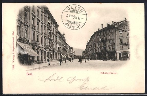 Ansichtskarten: Biel, Bahnhofstrasse mit Parfumerie und  – Gebraucht aus Berlin von bartko-reher