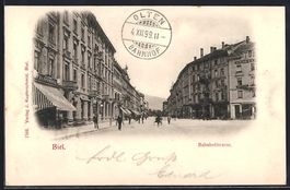 Biel, Bahnhofstrasse mit Parfumerie und 