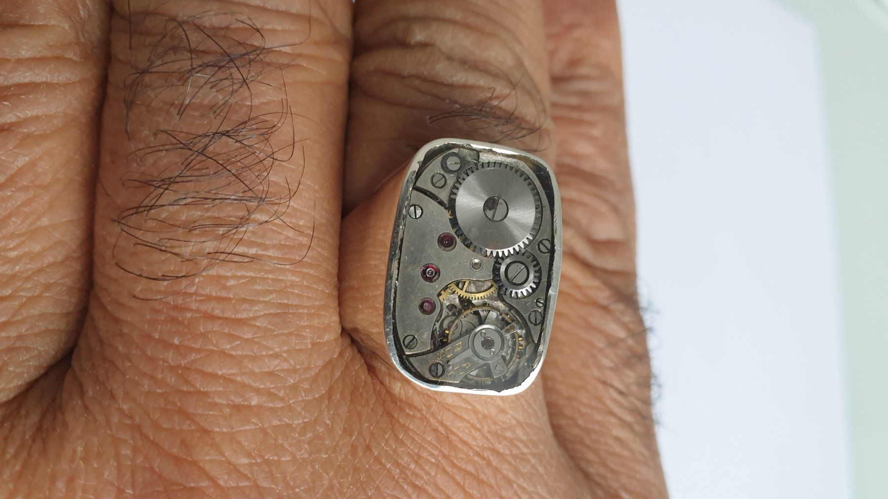 Anelli: Silberring mit mechanischen Uhrwerk hand made – Usato da Wettingen venduto da Hc41 3