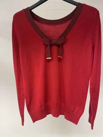 Roter Damenpullover mit Schleife, Gr. S