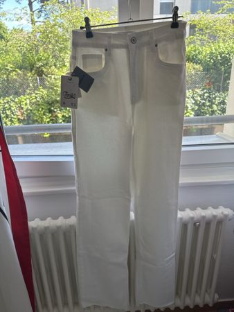 Pantalon d'été blanc large neuf avec étiquette taille 38