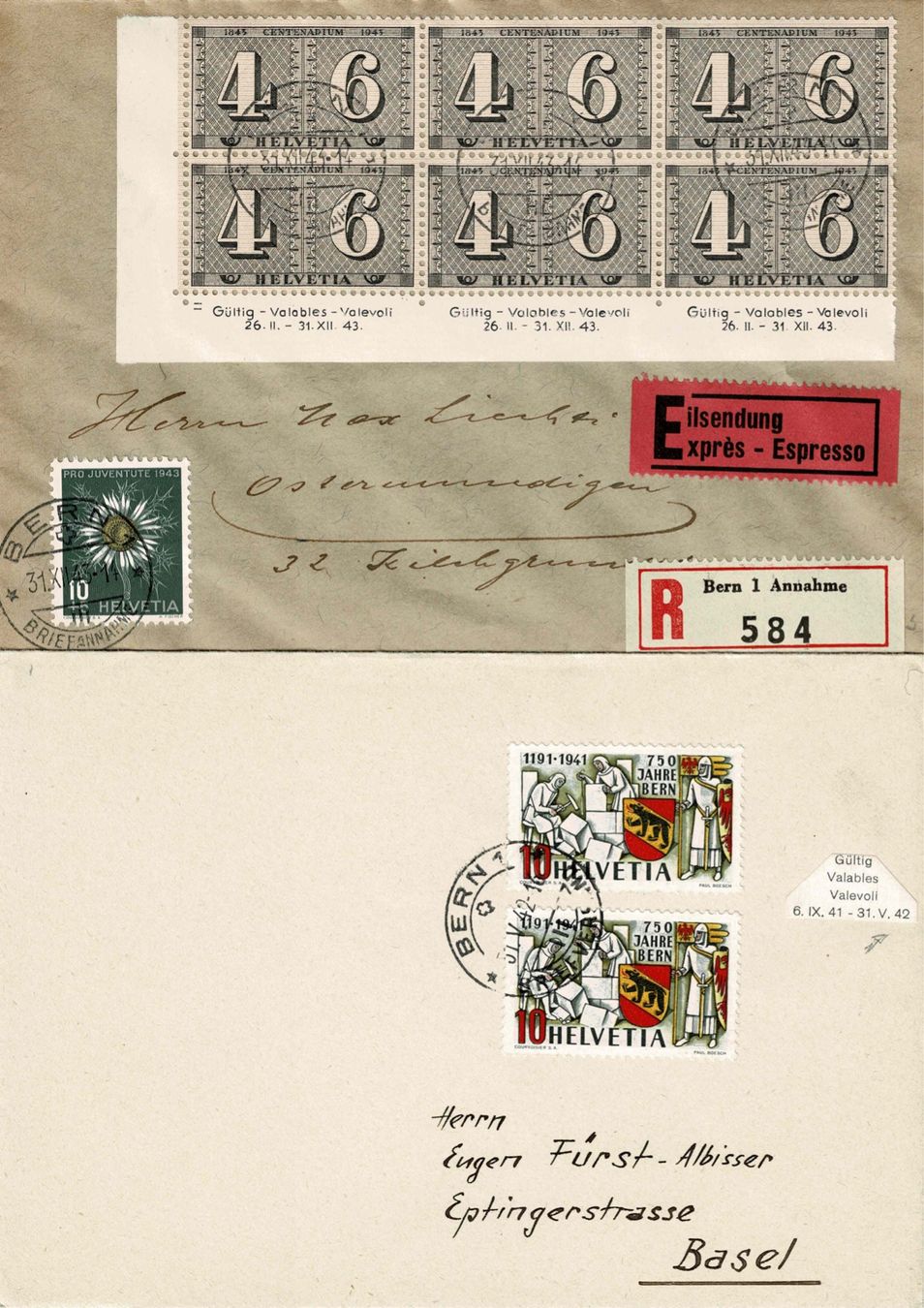 Tutti i francobolli: 4 Briefe mit Letztagstempel – Usato da Zürich venduto da Bierino 1