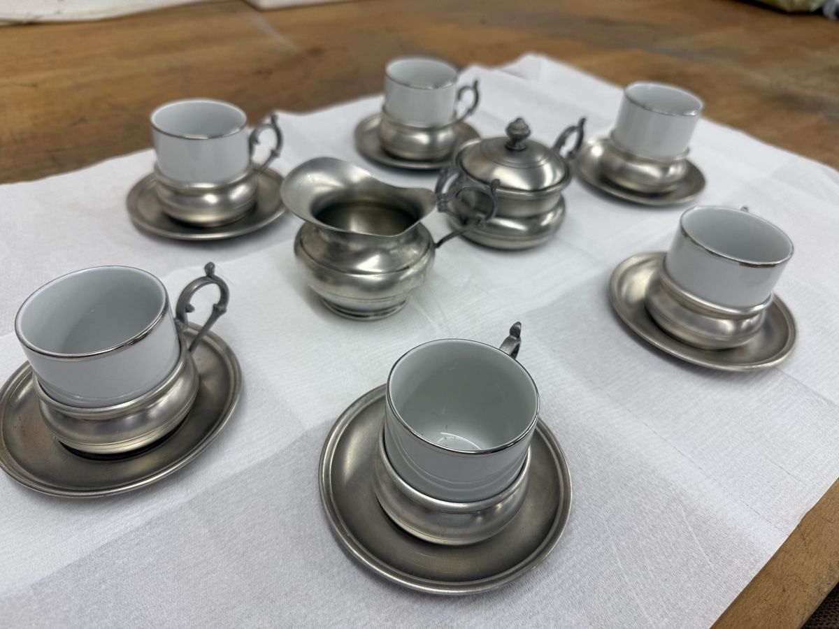 Geschirrsets: Kaffeeservice Keramik-Zinn – Gebraucht aus Hettlingen von Milucl1