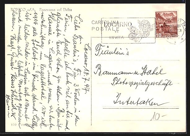Ansichtskarten: AK Ponco s /A., Panorama col Delta, 1947 – Gebraucht aus Berlin von bartko-reher 1