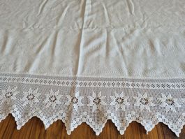 Waffel Tischdecke, Handarbeit Spitze, Vintage