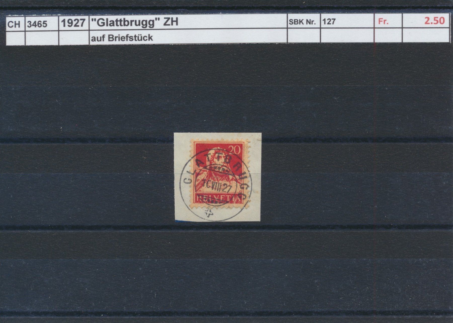 Alle Briefmarken: 1927 "Glattbrugg" ZH, Briefstück – Gebraucht aus Winterthur von Zupogeru