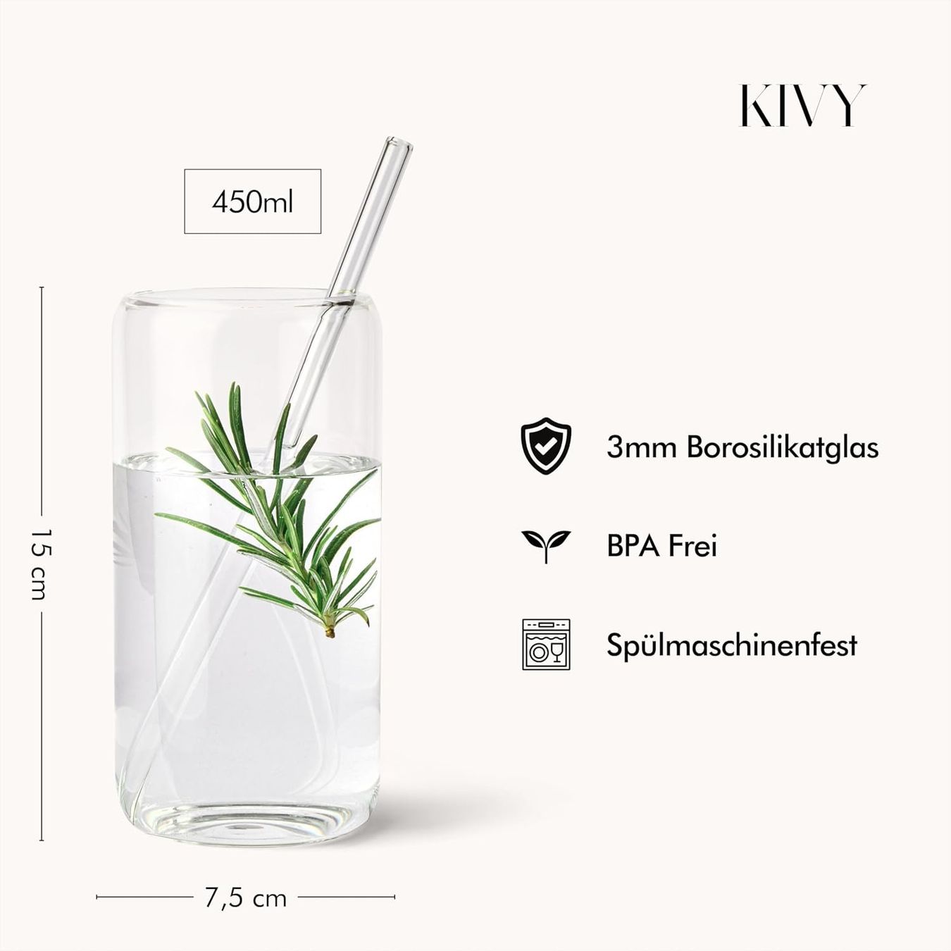 Bicchieri: Trinkgläser 4er Set 450 ml Glas Strohhalm Eiskaffee Matcha – Nuovo e nell'imballaggio originale da Schaffhausen venduto da lou_w76n 1