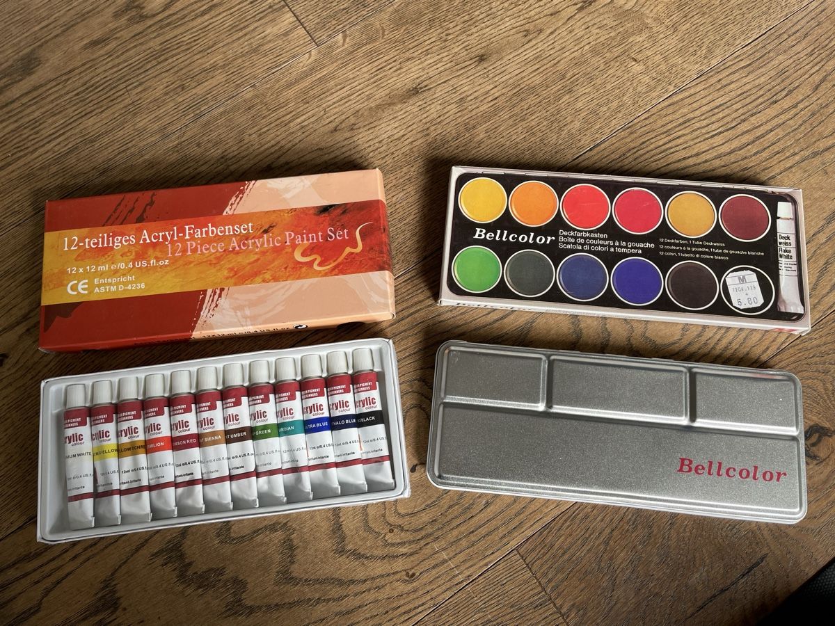 Colori: Set Wasserfarbkasten Acrylfarben neuwertig – Nuovo (secondo la descrizione) da Niederbüren venduto da poschti
