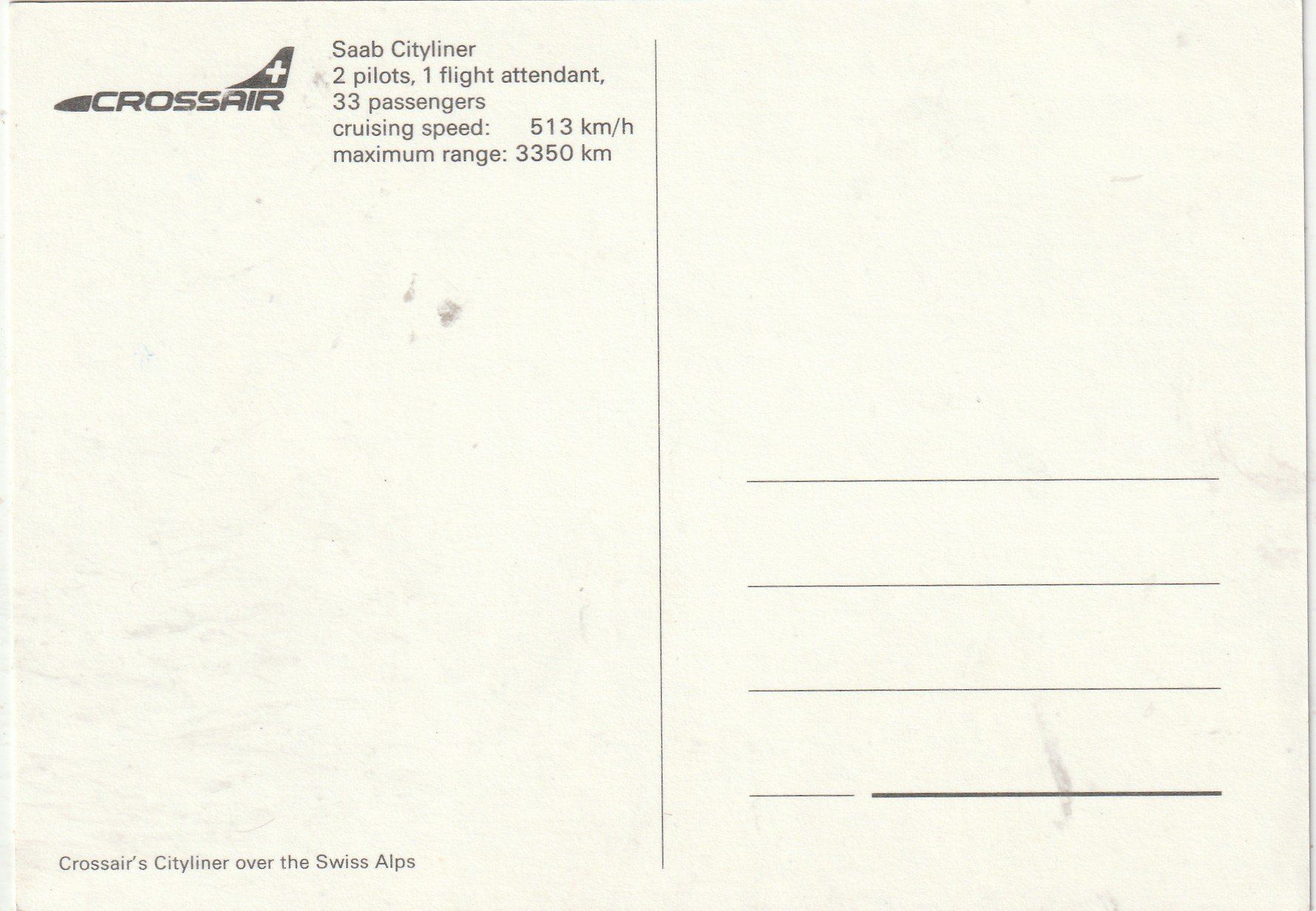 Cartes postales: Crossair – D'occasion à Lumbrein par made02 1