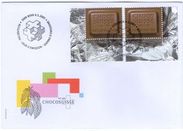 2001 100 Jahre CHOCO SUISSE mit Bogenecken auf seltenem FDC