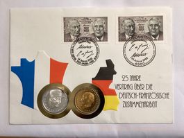Silber Münze 25 Jahre Vertrag über die Deutsch-Französische