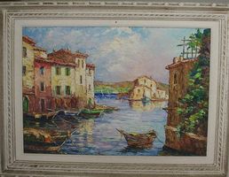 Côte d' Azur, Les Grandes Martigues, (1966) huile au couteau