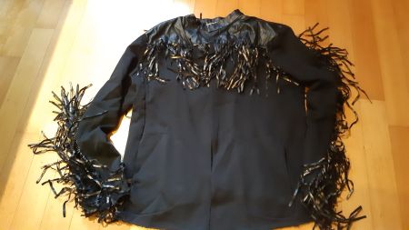 Jacke, Leder-Stoff mit Fransen