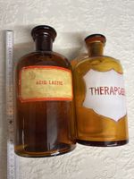 2x Vintage Apotheker Flaschen braun Glas Deko